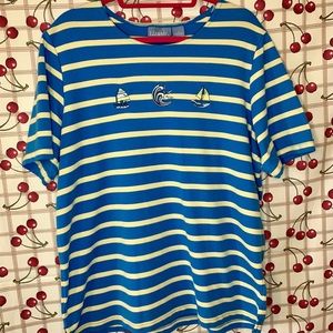 Vintage Striped Embroidered Sailboat T-Shirt
